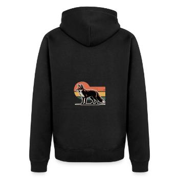 Fuchs Tier - Unisex Premium Bio Zip Hoodie - Schwarz - Hinten - Nico (187cm)
