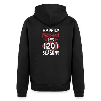 20. Hochzeitstag glücklich verheiratet 20 Jahre - Unisex Premium Bio Zip Hoodie - Schwarz - Hinten - Nico (187cm)