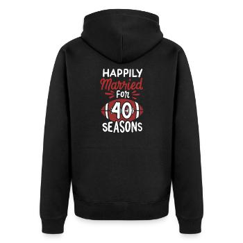 40. Hochzeitstag glücklich verheiratet 40 Jahre - Unisex Premium Bio Zip Hoodie - Schwarz - Hinten - Nico (187cm)