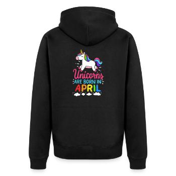 Les licornes sont nées en avril - Veste à capuche bio Premium Unisexe - noir - Dos - Nico (187cm)