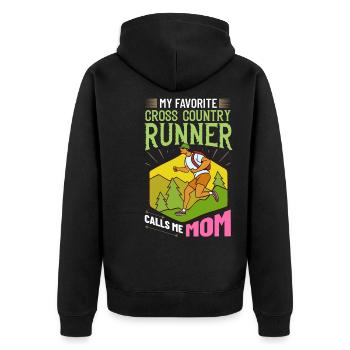Cross Country Running Crosslauf Geländelauf Laufen - Unisex Premium Bio Zip Hoodie - Schwarz - Hinten - Nico (187cm)