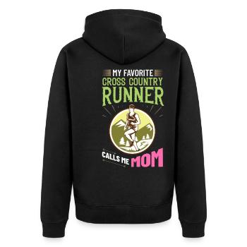 Cross Country Running Crosslauf Geländelauf Laufen - Unisex Premium Bio Zip Hoodie - Schwarz - Hinten - Nico (187cm)