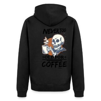 Coffee Espresso Capuccino Office Fun Gift - Unisex Premium Organic Zip Hoodie - black - Back - Nico (187cm)