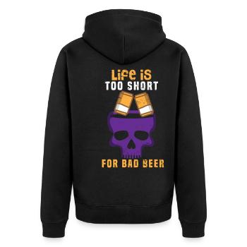 Bier Biertrinker Party Kneipe Alkohol - Unisex Premium Bio Zip Hoodie - Schwarz - Hinten - Nico (187cm)