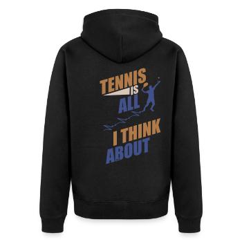 Tennis Is All I Think About - Unisex Premium Organic Zip Hoodie - black - Back - Nico (187cm)