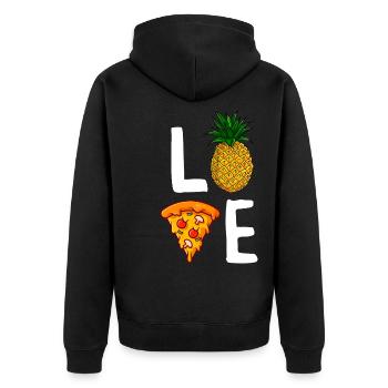 Liebe Ananas Pizza Liebhaber Lustige Hawaiian Pizza - Unisex Premium Bio Zip Hoodie - Schwarz - Hinten - Nico (187cm)