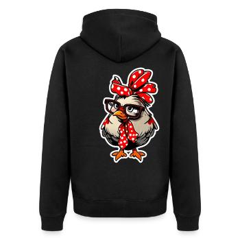 Süßes Huhn mit Bandana Stirnband Brille Mädchen - Unisex Premium Bio Zip Hoodie - Schwarz - Hinten - Nico (187cm)