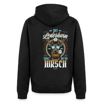 Mei Lederhosn is in da Wäsch Lederhosen Ersatz - Veste à capuche bio Premium Unisexe - noir - Dos - Nico (187cm)