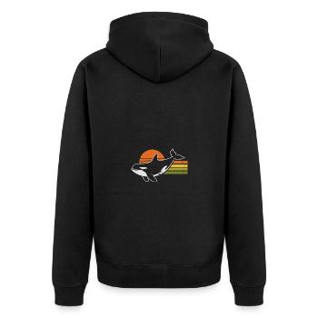 Vintage Orca Meeresbewohner Meer Wal Orka - Unisex Premium Bio Zip Hoodie - Schwarz - Hinten - Nico (187cm)