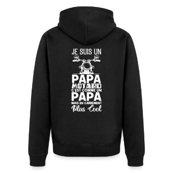 papa motard. Cadeau papa motard. père motard. - Veste à capuche bio Premium Unisexe - noir - Dos - Nico (187cm)