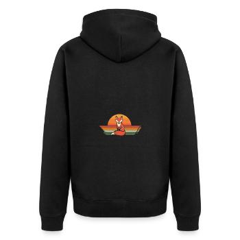 Retro Fuchs - Unisex Premium Bio Zip Hoodie - Schwarz - Hinten - Nico (187cm)