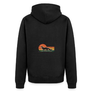 Retro Fuchs - Unisex Premium Bio Zip Hoodie - Schwarz - Hinten - Nico (187cm)