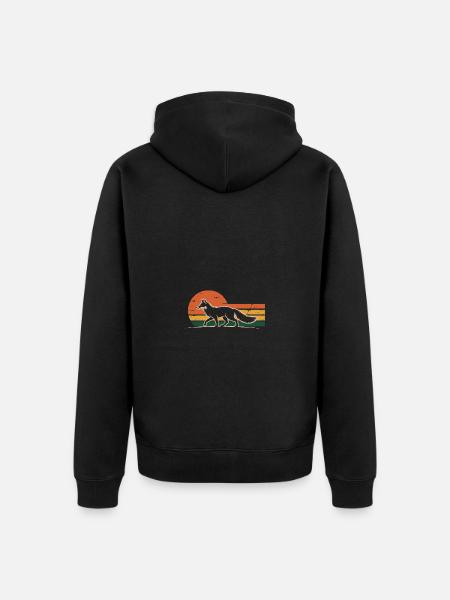 Retro Fuchs - Unisex Premium Bio Zip Hoodie - Schwarz