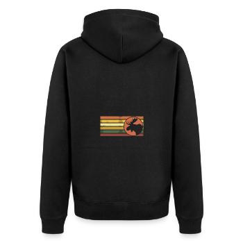 Vintage Elch - Unisex Premium Bio Zip Hoodie - Schwarz - Hinten - Nico (187cm)