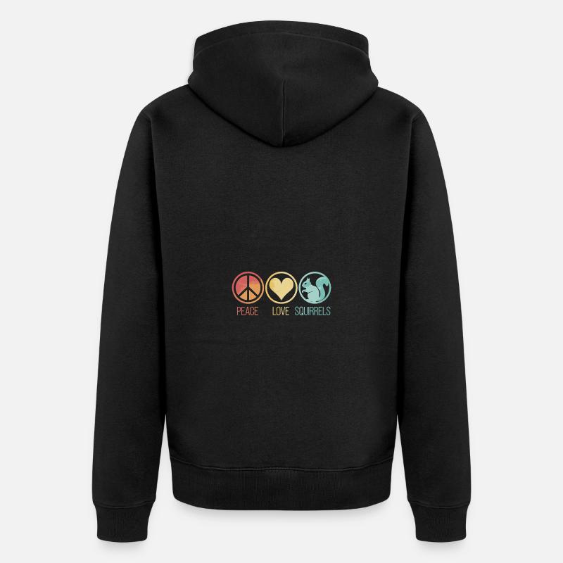 Peace Love Squirrels Squirrel - Unisex Premium Organic Zip Hoodie - black
