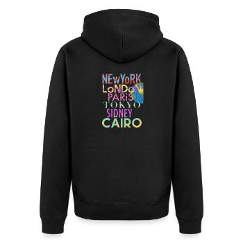 Cities of the world - Unisex Premium Organic Zip Hoodie - black - Back - Nico (187cm)