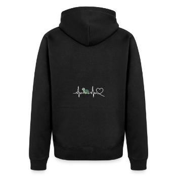 Heartbeat Turtle - Unisex Premium Organic Zip Hoodie - black - Back - Nico (187cm)