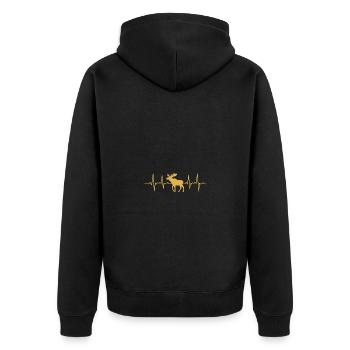 Herzschlag Elch - Unisex Premium Bio Zip Hoodie - Schwarz - Hinten - Nico (187cm)