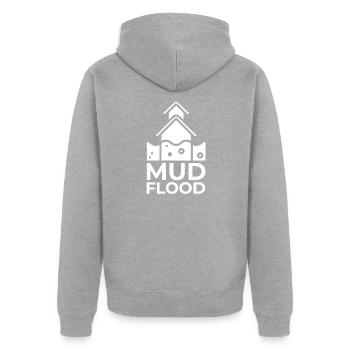 Preuves d'inondations de boue dans le monde - Veste à capuche bio Premium Unisexe - gris chiné - Dos - Nico (187cm)