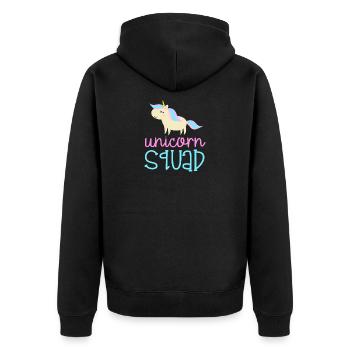 Unicorn Kader Geschenk Idee - Unisex Premium Bio Zip Hoodie - Schwarz - Hinten - Nico (187cm)