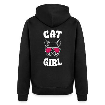Cat Girl - Unisex Premium Bio Zip Hoodie - Schwarz - Hinten - Nico (187cm)