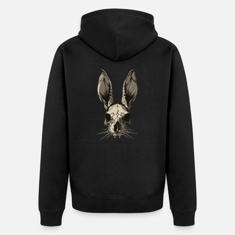 Crâne de lapin zombie - Veste à capuche bio Premium Unisexe - noir