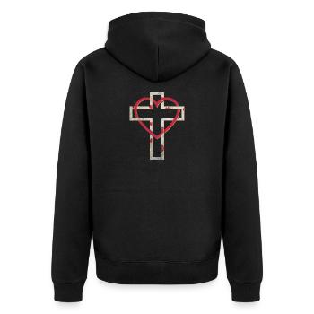 kreuz 6 e 235 - Unisex Premium Bio Zip Hoodie - Schwarz - Hinten - Nico (187cm)