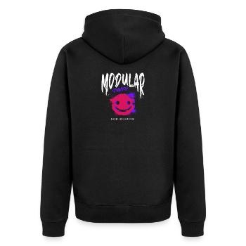 Modular Synth Synthesizer Waveform - Unisex Premium Bio Zip Hoodie - Schwarz - Hinten - Nico (187cm)