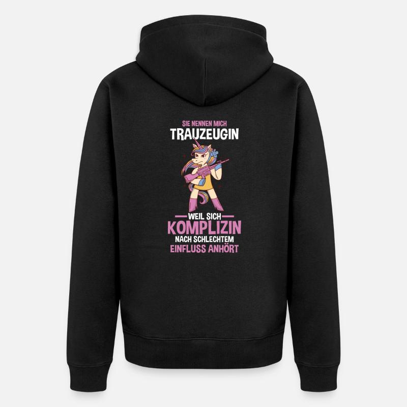 Trauzeugin - Unisex Premium Bio Zip Hoodie - Schwarz