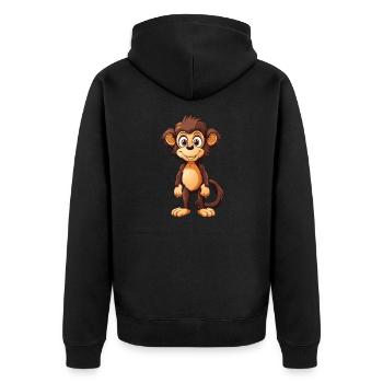 Affe Tier - Unisex Premium Bio Zip Hoodie - Schwarz - Hinten - Nico (187cm)