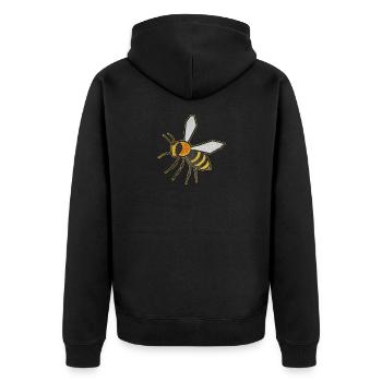 Detailed bee with natural tones - Unisex Premium Organic Zip Hoodie - black - Back - Nico (187cm)