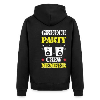 Greece Party Crew - Unisex Premium Organic Zip Hoodie - black - Back - Nico (187cm)