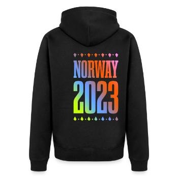 Norway 2023 - Unisex Premium Bio Zip Hoodie - Schwarz - Hinten - Nico (187cm)