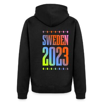 Suède 2023 - Veste à capuche bio Premium Unisexe - noir - Dos - Nico (187cm)