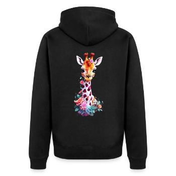 Giraffe V1 24 01 - Unisex Premium Bio Zip Hoodie - Schwarz - Hinten - Nico (187cm)