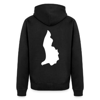 Liechtenstein Landkarte Flagge - Unisex Premium Bio Zip Hoodie - Schwarz - Hinten - Nico (187cm)