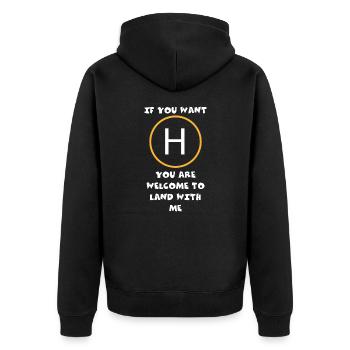 You are welcome to end up with me - Unisex Premium Organic Zip Hoodie - black - Back - Nico (187cm)