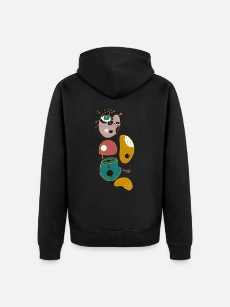 Abstrakte Augenwesen - Unisex Premium Bio Zip Hoodie - Schwarz