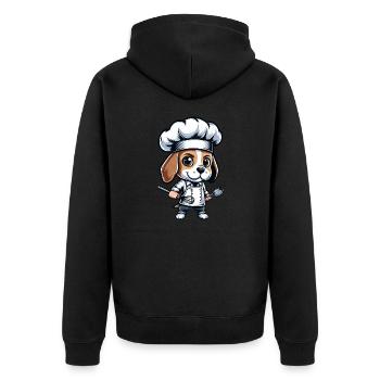 Conception de bande dessinée mignonne Beagle Chef - Veste à capuche bio Premium Unisexe - noir - Dos - Nico (187cm)