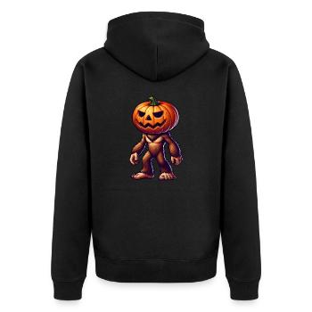 Halloween Bigfoot Sasquatch Pumpkin Head Comic - Unisex Premium Organic Zip Hoodie - black - Back - Nico (187cm)