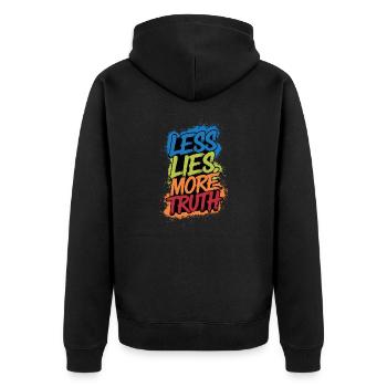 Les lies more truth - Unisex Premium Bio Zip Hoodie - Schwarz - Hinten - Nico (187cm)