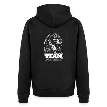 TEAM Langhaardackel Hund Hunde Wilsigns - Unisex Premium Bio Zip Hoodie - Schwarz - Hinten - Nico (187cm)