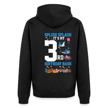 Marine Biology Birthday Party Birthday 3 Three - Unisex Premium Organic Zip Hoodie - black - Back - Nico (187cm)