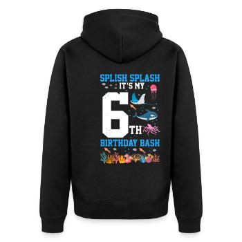 Marine Biology Birthday Party Birthday 6 - Unisex Premium Organic Zip Hoodie - black - Back - Nico (187cm)