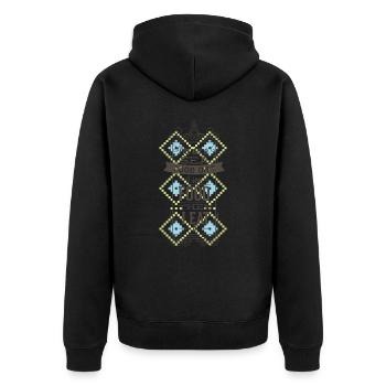 Diät Wortwitz frech essen rumfressen-frech Spruch - Unisex Premium Bio Zip Hoodie - Schwarz - Hinten - Nico (187cm)