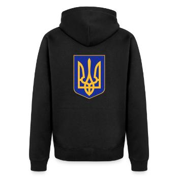 Ukraine - Unisex Premium Bio Zip Hoodie - Schwarz - Hinten - Nico (187cm)