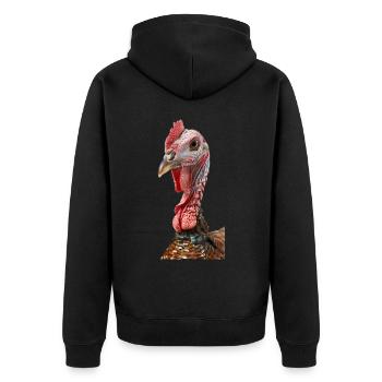 Truthahn - Unisex Premium Bio Zip Hoodie - Schwarz - Hinten - Nico (187cm)