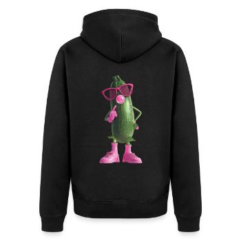 Zucchini - Unisex Premium Bio Zip Hoodie - Schwarz - Hinten - Nico (187cm)