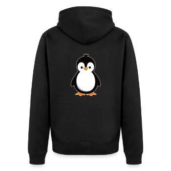 cute penguin - Unisex Premium Organic Zip Hoodie - black - Back - Nico (187cm)
