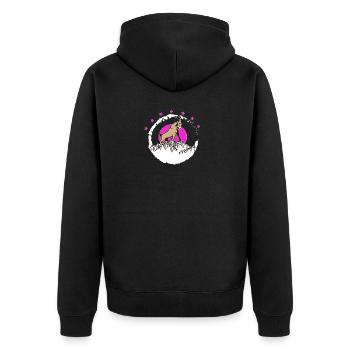 Summit buck in front of pink moon Capricorn - Unisex Premium Organic Zip Hoodie - black - Back - Nico (187cm)